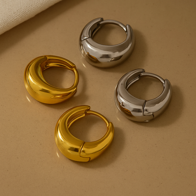 Sterling Silver & Gold Plated Oval Earrings