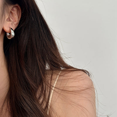 Sterling Silver & Gold Plated Oval Earrings