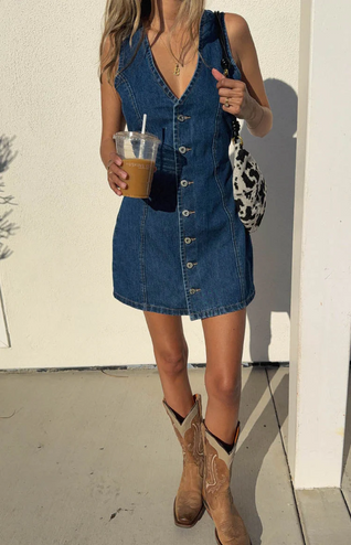 Winona Dark Wash Denim Mini Dress